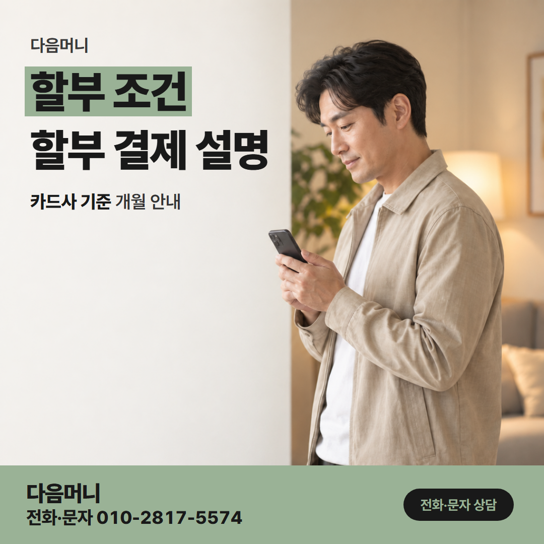 다음머니 카드할부현금화 카드사 앱에 나온 할부 범위